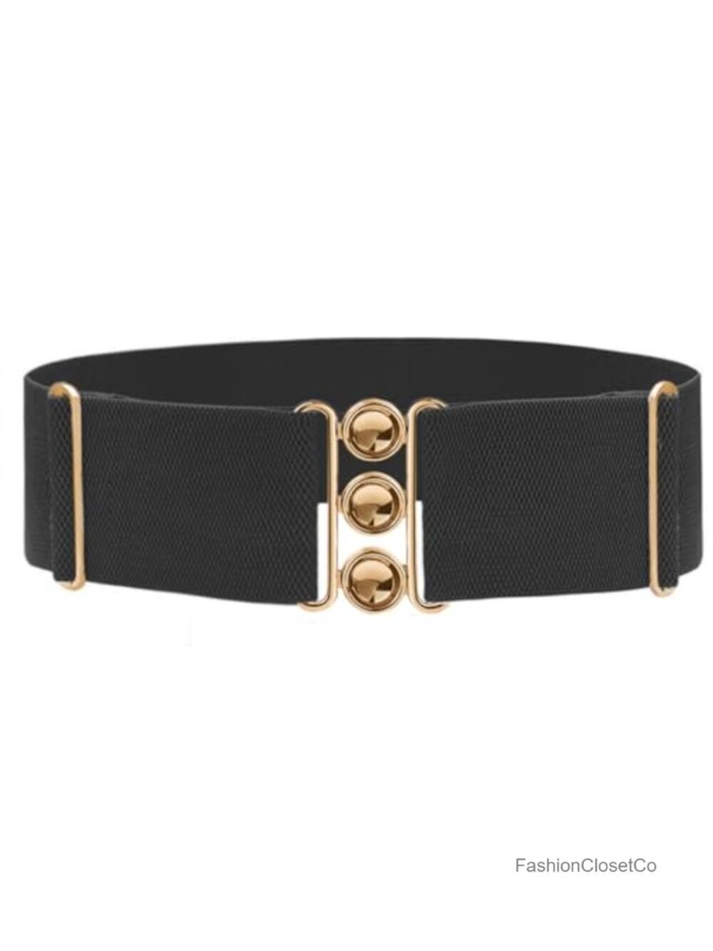 Wide Stretchy Belt Elastic Waist Cinch 2.3" Gold Buckle Dresses Skirts Plus Size